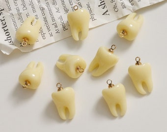 4/8Pcs Simulated 3D Tooth Charms, Resin Pendant, Dental Parlor, DIY Jewelry Accessories, Bracelet Necklace Earring Findings Craft Supplies