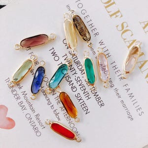 5pcs Oval Geometric Zircon Charm,Crystal Gemstone Earring Connector Pendant Charm,Earring Jewelry Findings Craft Handmade