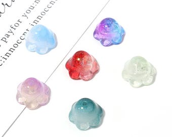 30pcs Of Mixed Bell Flower Glass Beads, Lily Beads Charms Pendant, DIY Jewelry Accessories For Bracelet Necklace Earring Jewelry Making