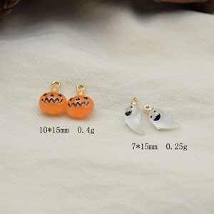 4Pcs Resin Pumpkin Charm Pendant, Transparent Cute Ghost Charm Pendant, Cute Halloween Charm, Pumpkin Earrings Neclace Findings DIY Jewelry