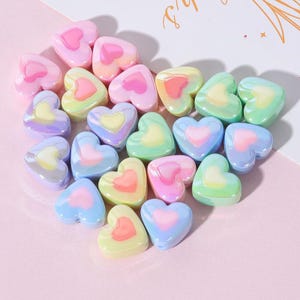 10pcs Color Heart Beads, Acrylic Beads Pendant, DIY Bracelet Necklace Earring Jewelry Findings Craft, Jewelry Making, Bracelet Accessory