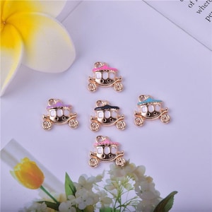 5Pcs Vintage Pumpkin Cart Charms, Alloy Car Pendant, DIY Jewelry Accessories, Bracelet Necklace Earring Findings Craft Supplies