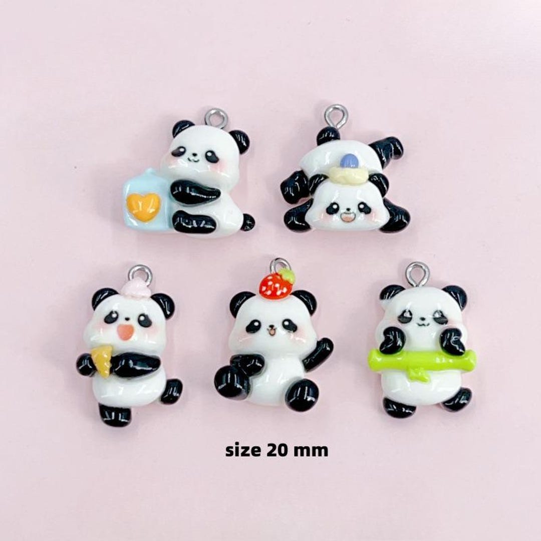 【新品】OHGA PANDA CHARM 5/10PCS Cute Animals Charms, Resin Panda Charm Pendant, DIY