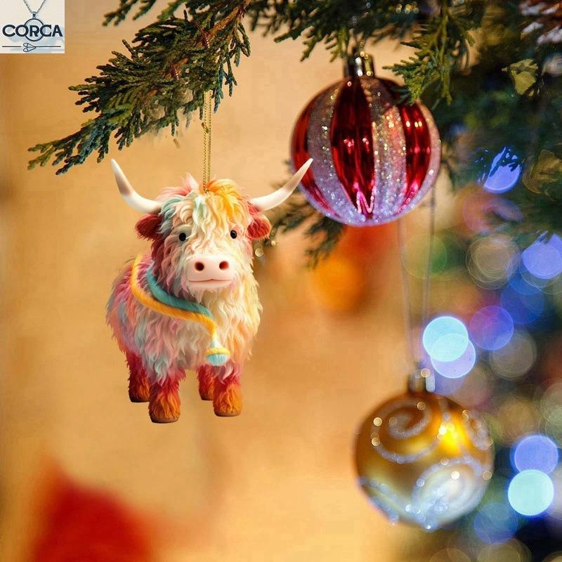 5 pezzi di ciondolo natalizio a forma di mucca delle Highlands: accessori per gioielli in acrilico - Italia