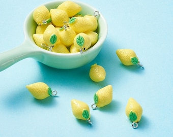 5/10Pcs Lemon Charms, Resin Fruit Pendant, DIY Jewelry Accessories, Bracelet Necklace Earring Findings Craft Supplies