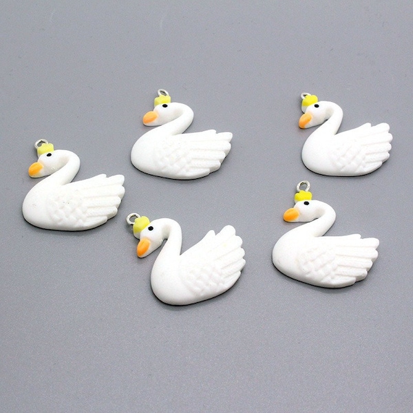 2Pcs/4Pcs/6Pcs/8Pcs White Swan Charms, Resin Animal Pendant, DIY Jewelry Accessories, Bracelet Necklace Earring Findings Craft Supplies