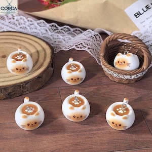 5/10Pcs Lifelike Resin Cat Coffee Cup Pendant, Cute Kawaii Drink Charm for DIY Earring Necklace Keychain Bag Making Craft Supplies bild 1