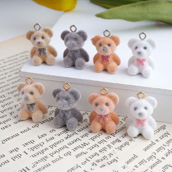 5Pcs/10Pcs Bear Charms,  Resin Charm Pendant, Children' Toy, DIY Bracelet Necklace Earring Key Ring Bag Jewelry Findings Craft Handmade