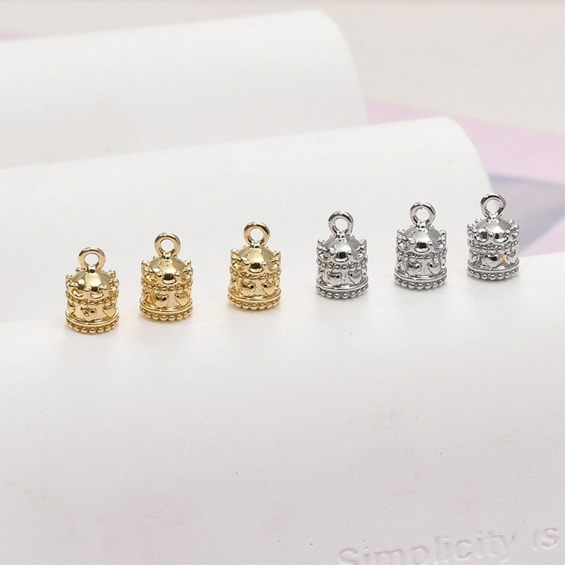 2 colgantes de carrusel de oro de 14 k, abalorios de caja de música, accesorios de joyería para hacer tú mismo, accesorios para pulseras, collares y pendientes, artesanía hecha a mano imagen 4