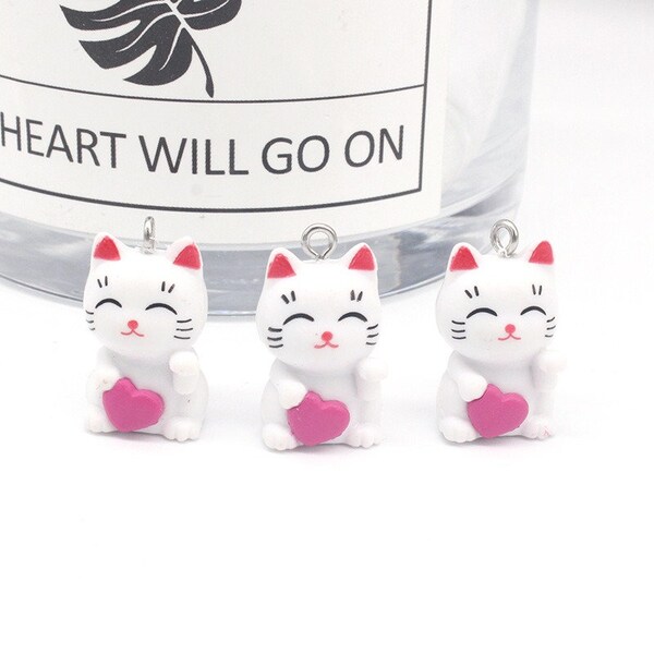 2Pcs/4Pcs/6Pcs/8Pcs Kitty Charms, Resin Cat Pendant, DIY Jewelry Accessories, Bracelet Necklace Earring Findings Craft Supplies