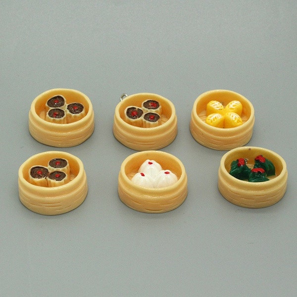 2/4/6Pcs Chinese Pastries Charms, Resin Artificial Food Pendant, DIY Jewelry Accessories, Bracelet Necklace Earring Findings Craft Supplies