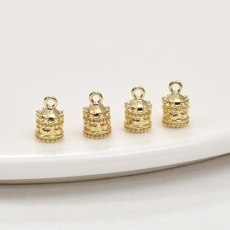 2 colgantes de carrusel de oro de 14 k, abalorios de caja de música, accesorios de joyería para hacer tú mismo, accesorios para pulseras, collares y pendientes, artesanía hecha a mano imagen 7