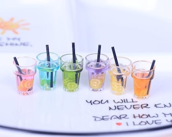 5Pcs Simulation Lemonade Charms, Resin Juice Glass Pendant, DIY Jewelry Accessories, Bracelet Necklace Earring Findings Craft Supplies