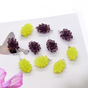 4Pcs Grape Charm, Resin Artificial Fruit Pendant, DIY Jewelry Accessories, Bracelet Necklace Earring Findings Craft Supplies