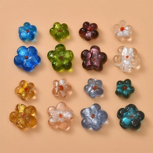10Pcs Colored Flower Beads, Flower Beads Charm Pendant, DIY Bracelet Necklace Earring Jewelry Findings Craft