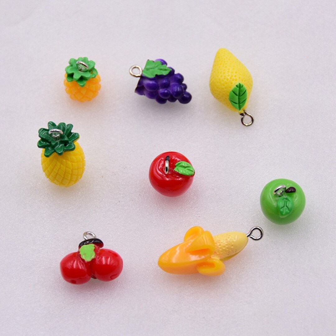 5pcs Miniature Fruit Charms, Resin Pineapple Pendant, DIY Jewelry ...