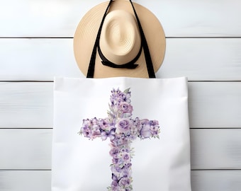 Purple Butterfly Tote Bag, Jesus Tote Bag, Christian Teacher Tote Bag, Christian Book Bag, Bible Tote Bag, Cute Christian Tote Bag, Mom Gift