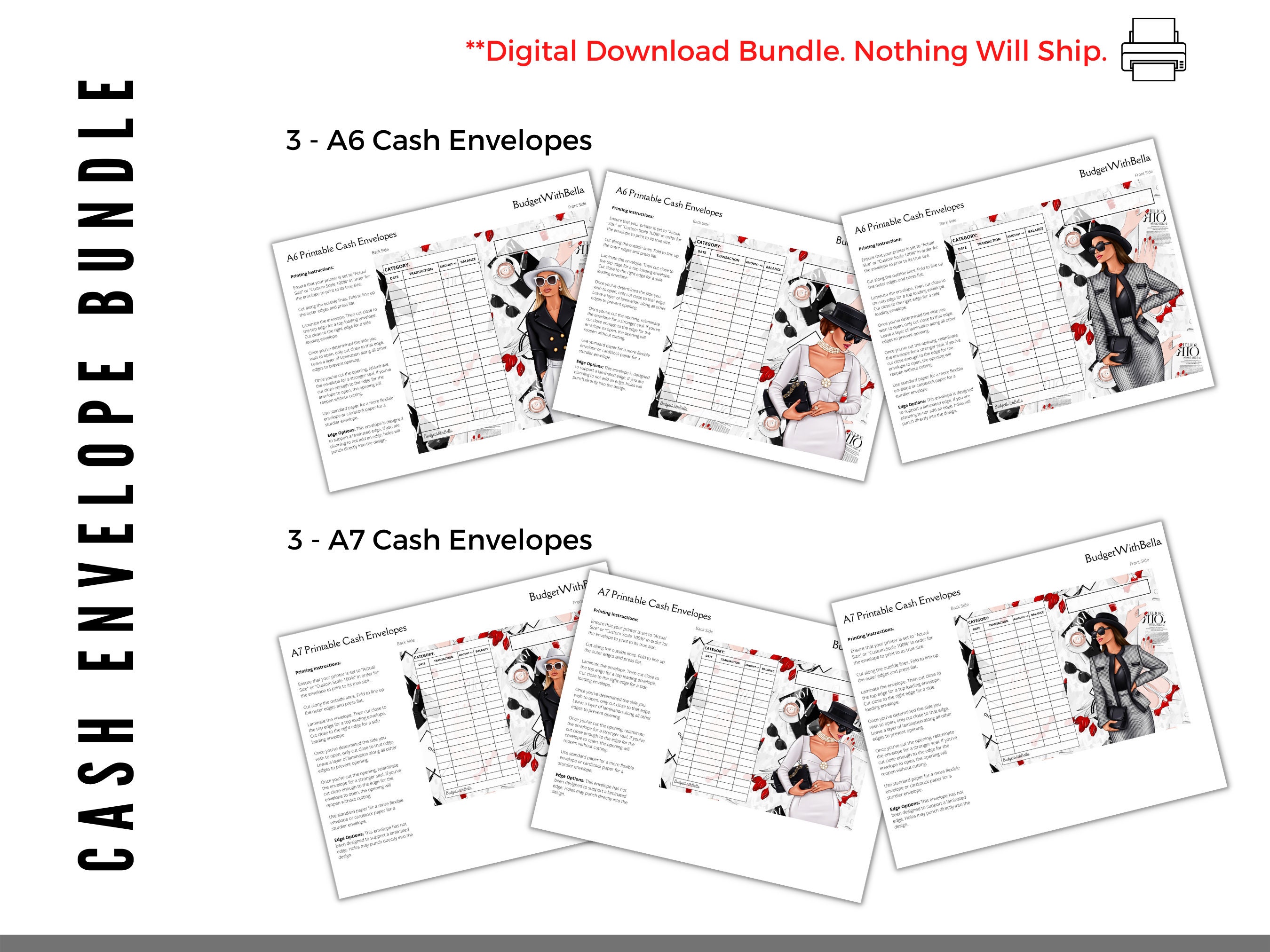 Blank Printable Cash Envelopes Budget Tracker Sinking Fund Etsy