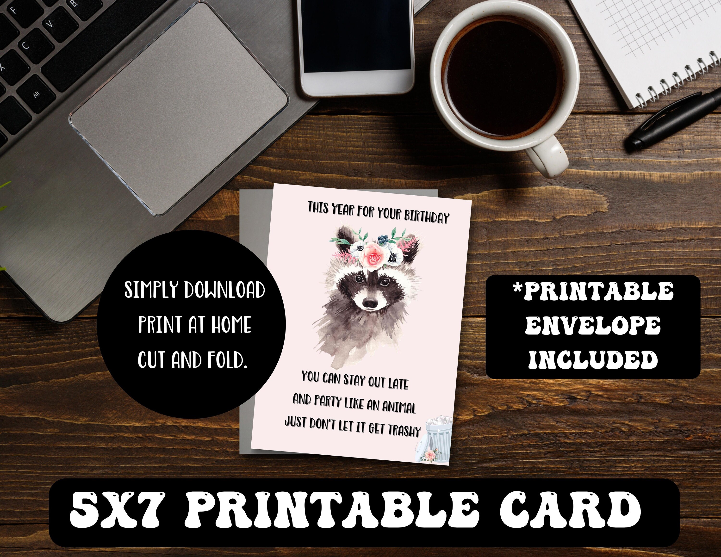 Cute, Printable Birthday Card - Don’t Get Trashy on Your Birthday - 5x7 ...