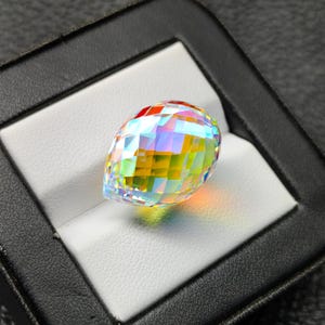 Magical mystic topaz loose gemstone tear drop shape for jewelry making pandent size stone lab created mystic topaz rainbow effect
