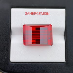 Red Pixel Cut Zirconia Gemstone: Rectangle Pendant Stone (13x18x11 mm)