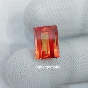 Orange Sapphire Pixel Cut Gemstone: 10x14mm Lab Created Corundum