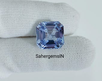 Spinelle bleu créé en laboratoire, 14 mm : pierre précieuse taillée en vrac par Asscher