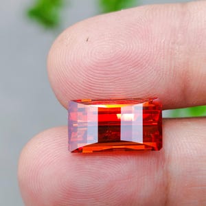 Orange Pixel Cut Cubic Zirconia Rectangle Gemstone (10x16mm)