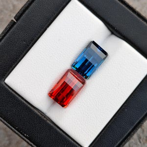 Pixel Cut Cubic Zirconia Gemstone Pair: Rectangle Jewelry Making (7x11mm)