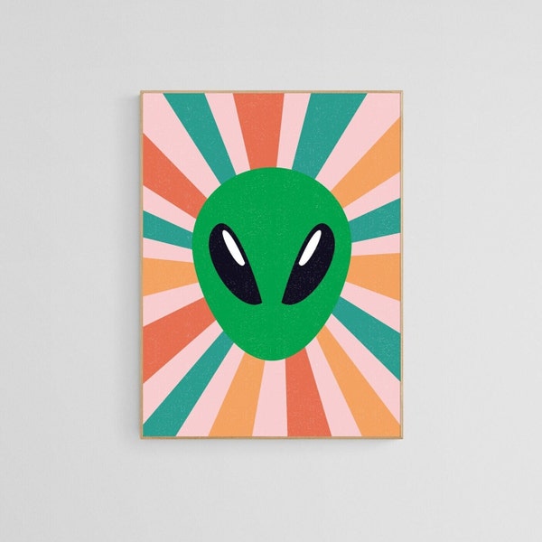 alien print | retro print | living room decor | alien wall art | retro wall art | alien poster | digital download