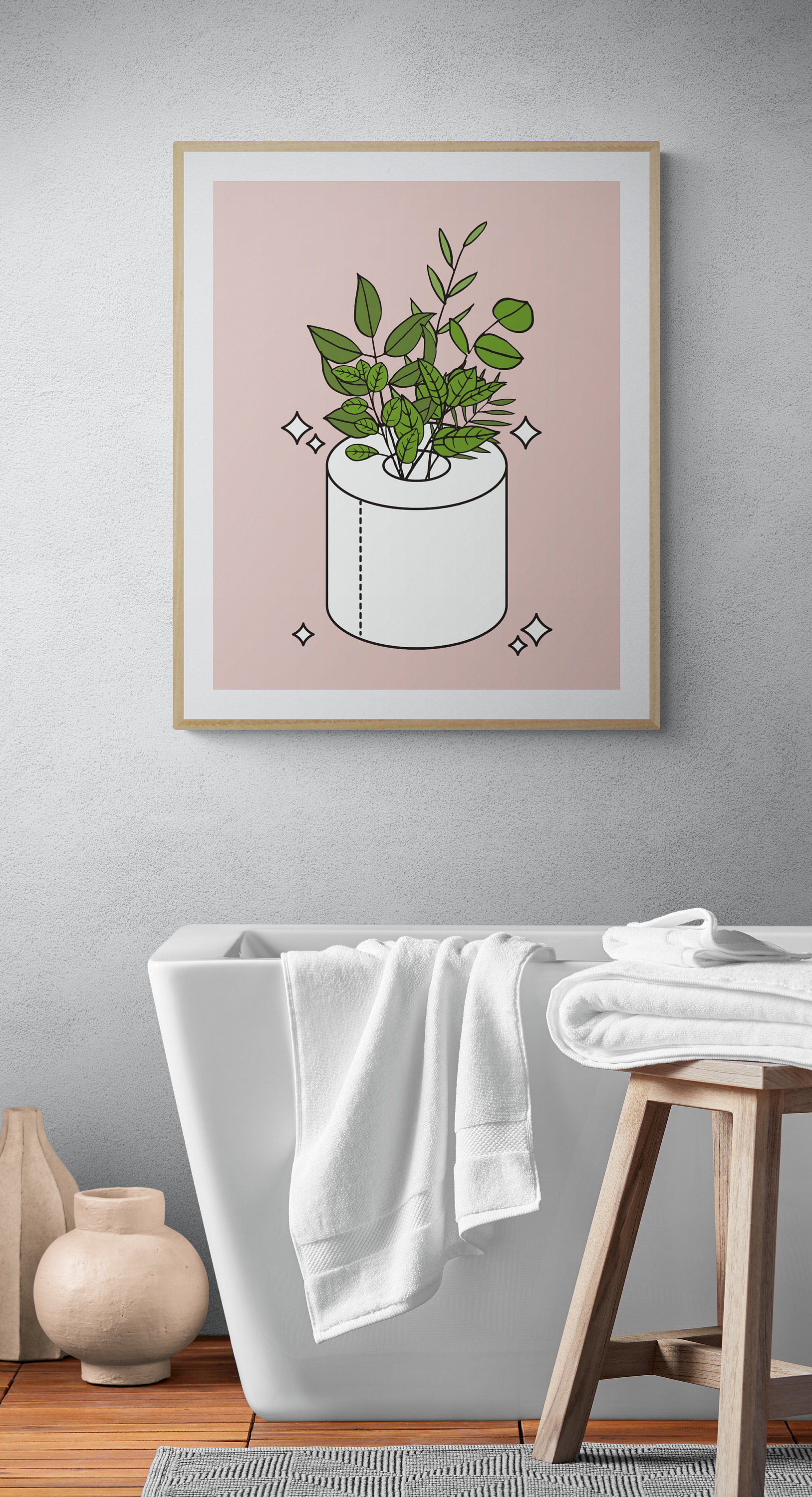 Bathroom Art Bathroom Print Plant Art Toilet Paper Art - Etsy