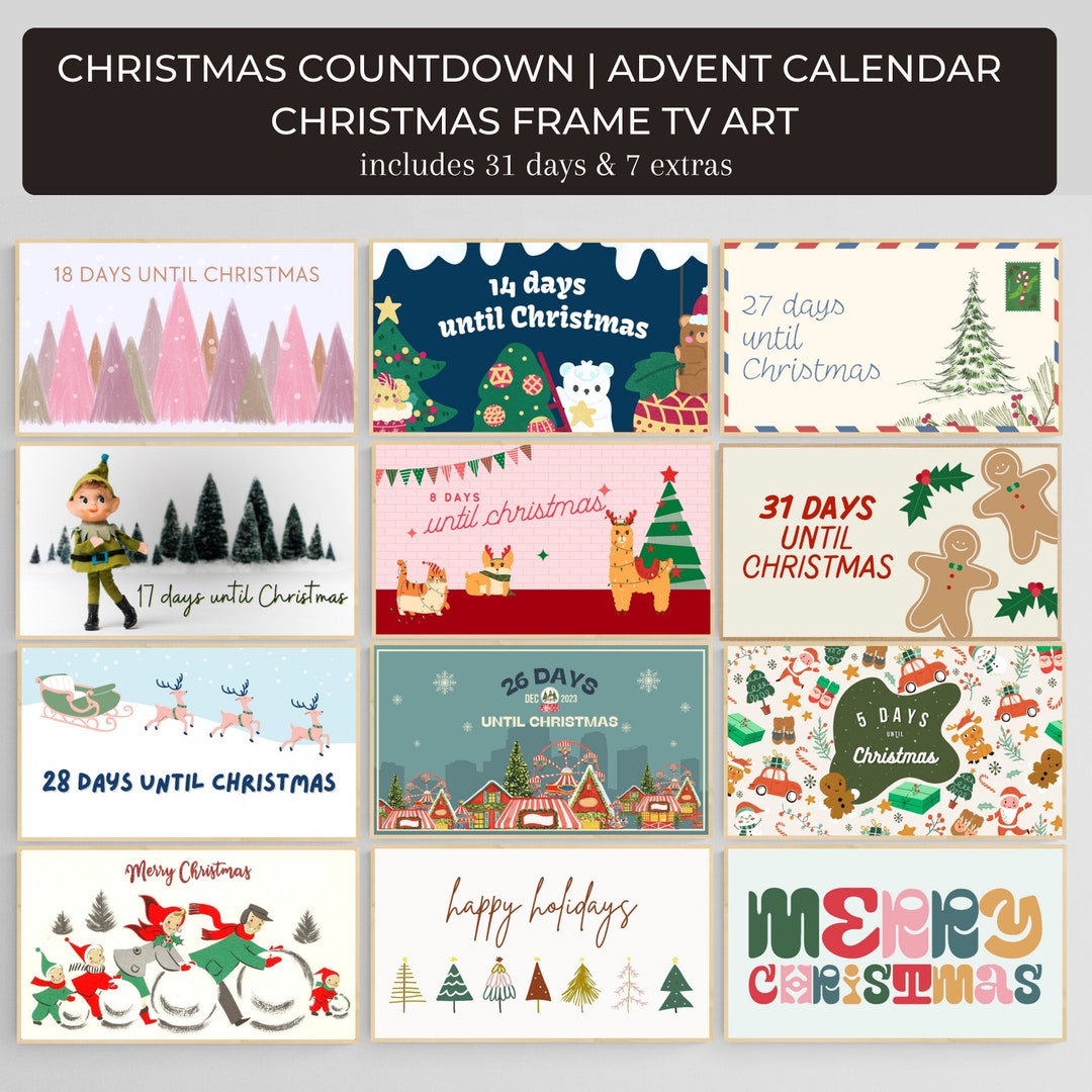 Christmas Tv Art Christmas Countdown Advent Calendar Holiday Frame Tv