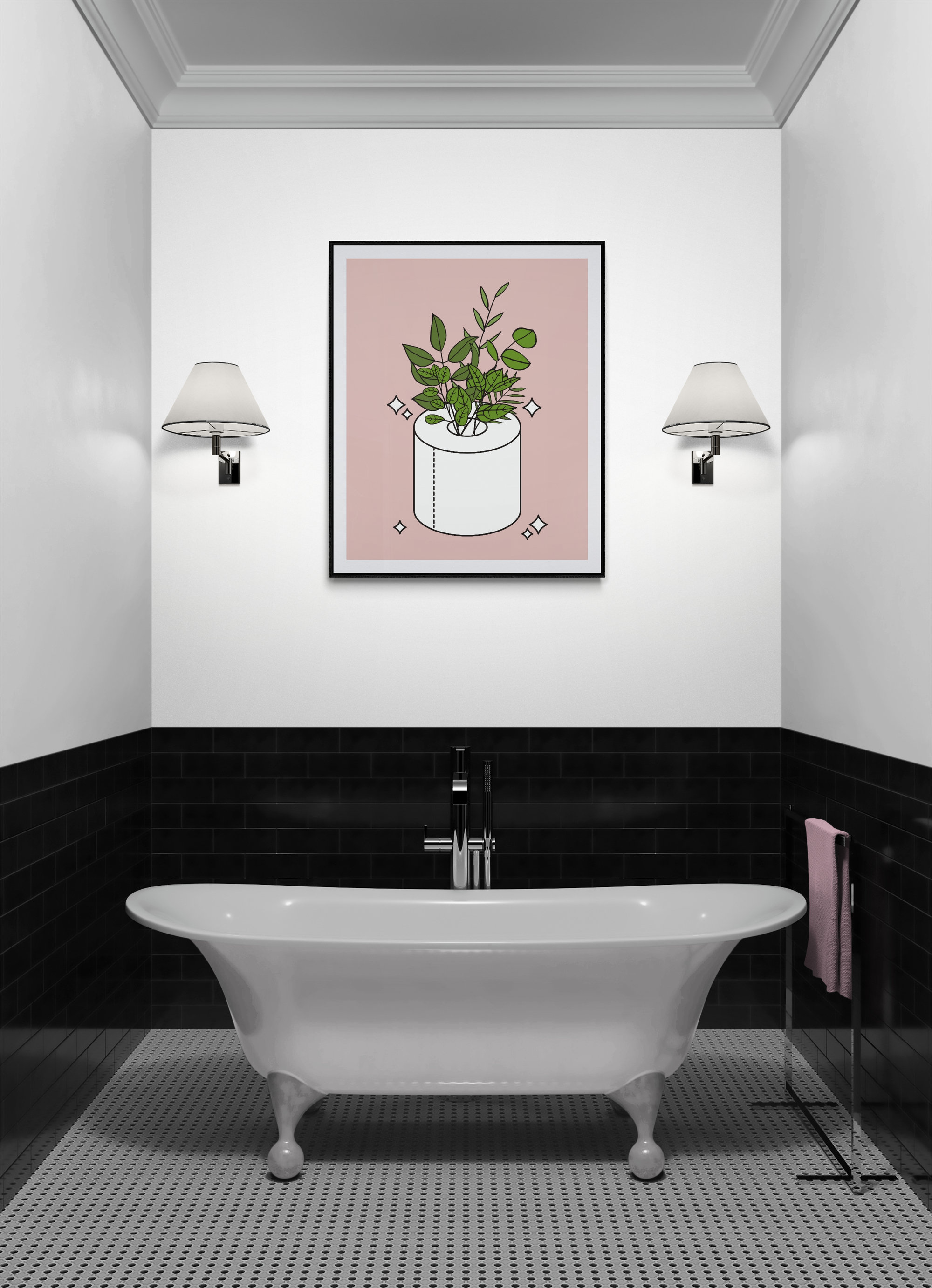 Bathroom Art Bathroom Print Plant Art Toilet Paper Art - Etsy