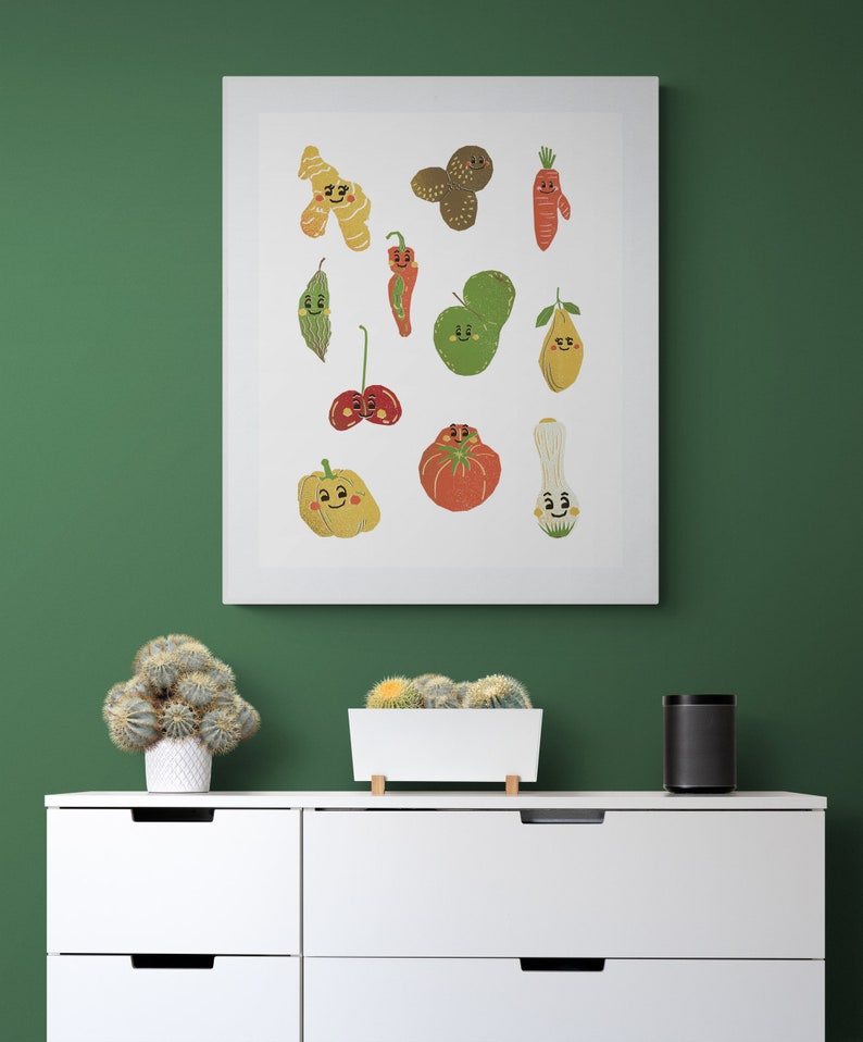 Kitchen Wall Art Quirky Art Fruit Print Veggie Print Kitchen Decor Art