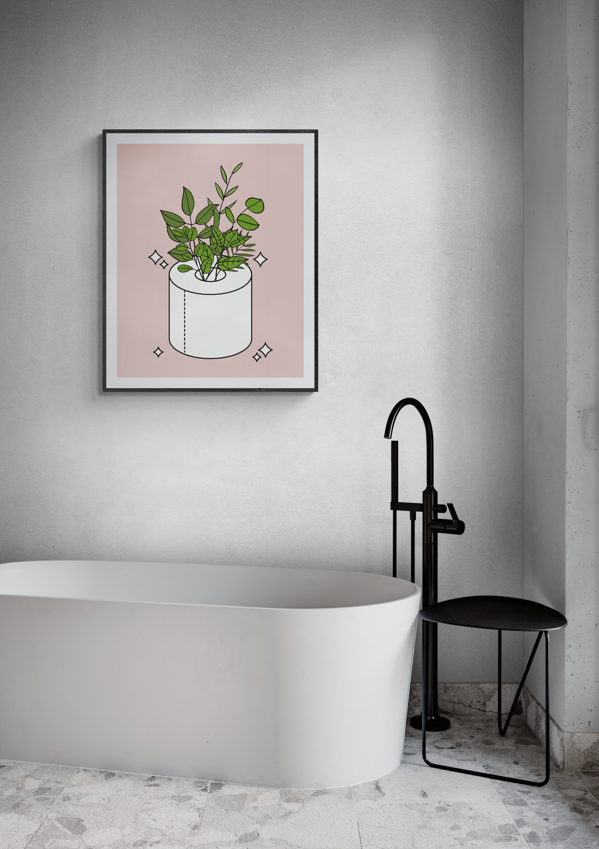 Bathroom Art Bathroom Print Plant Art Toilet Paper Art - Etsy