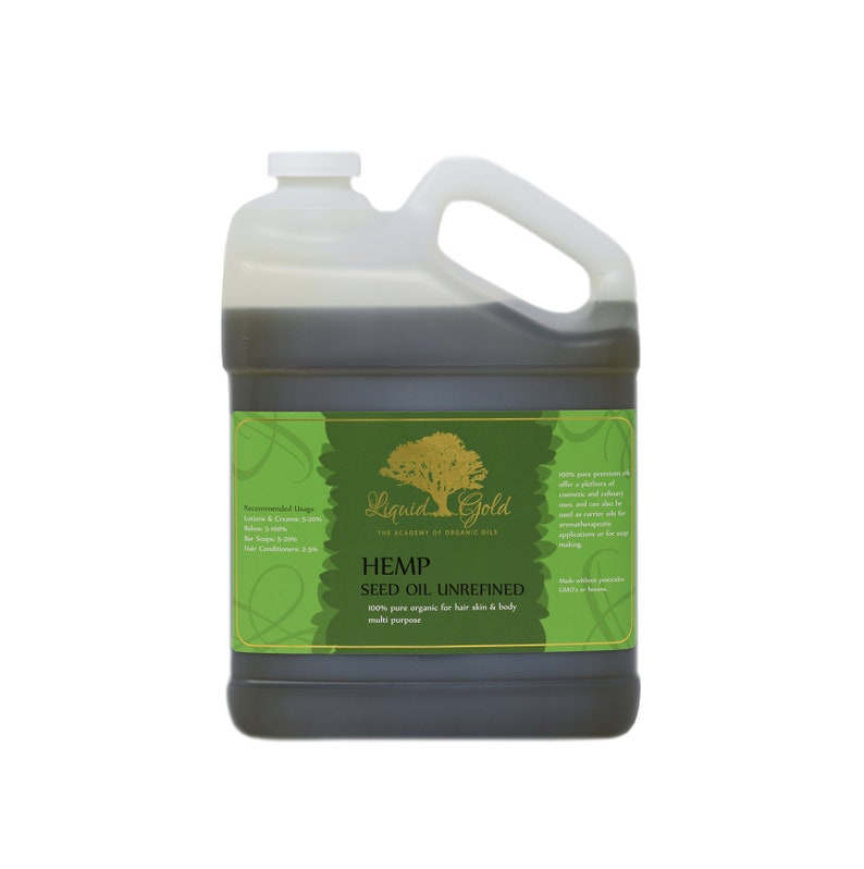 HEMP OIL UNREFINED 100% Pure Cold Pressed Organic Natural by Liquid Gold 1 Gallon