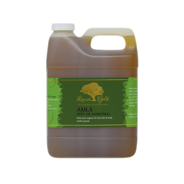 32 Oz AMLA OIL UNREFINED Indian Gooseberry Cold Pressed Pure Organic Hair Skin Carrier Oil by Liquid Gold