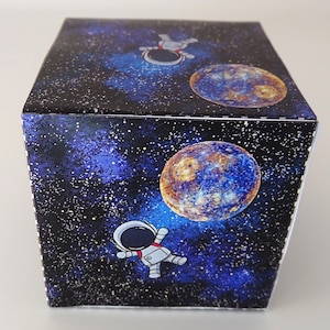 Space,earth and Astronaut Themed,cube Gift Box,for Space and Sky Lovers ...