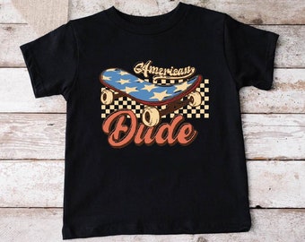Retro American Dude Shirt, 4th Of July Boy Shirt, Skateboard Patriotic Boy Shirt, Happy Independence Day Shirt,Patriotic Dude Shirt, USA Tee