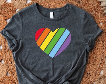 Rainbow Heart Tshirt, LGBTQ Pride Tee, Love Wins Shirt, Gay Pride Celebration Gift, Pride Awareness Tee, Rainbow Flag Shirt,LGBTQ Rights Tee