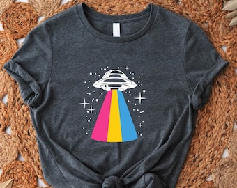 Pan Spaceship Shirt, Pansexual Pride Tshirt, Pansexual Flag Tee, LGBTQ Support Gift, Queer Pride Tshirt, LGBTQ Pride Outfit,Ally Party Shirt