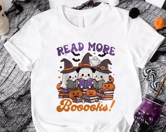 Read More Books Halloween T-Shirt, Halloween Teacher Shirt, Reading Lover Ghosts Shirt, Halloween Gift For Bookish, Book Lover Spooky Gift