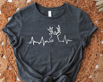 Deer Hunting Shirt, Deer Heartbeat Tshirt, Wildlife Gift Tee, Hunting Season Tee, Outdoor Adventure Tee, Hunting Lover Gift,Fathers Day Gift