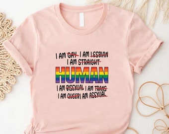Rainbow Human Tshirt, Human Rights Equality Shirt,LGBTQ Pride Tee,LGBTQ Rights Shirt,Activist Gift,Support Love Tee,Justice Civil Rights Tee