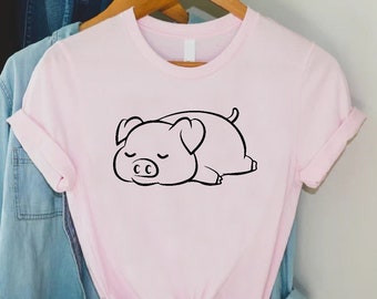 Cute Pig Shirt, Pig Lover Gift, Sleepy Pig Shirt, Farm Girl Gift, Pig Farmer Shirt, Pig Owner Gift, Animal Lover Gift,Cute Farm Shirts Women