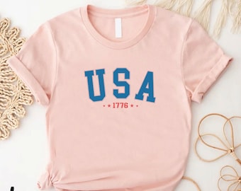 USA 1776 Shirt, Independence Day Tshirt, Retro Red White Blue America Shirt, Stars And Stripes Patriotic Tshirt, 4th Of July Gift Shirt