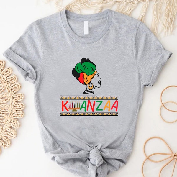 Kwanzaa Shirt, Black Family Christmas Shirt, Afro Kwanzaa Tee, Womens Kwanzaa Shirt, Kwanzaa Candles Shirt, Kwanzaa Gift, Happy Kwanzaa Tee