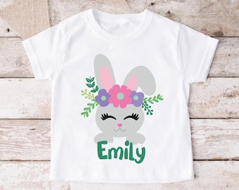 Custom Easter Girl Shirt, Personalized Bunny Shirt, Easter Gifts For Kids, Cute Rabbit Lover Birthday Tee, First Easter Outfit, Spring Shirt