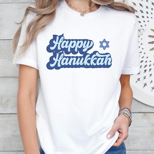 Happy Hanukkah Shirt, Retro Menorah Shirt, Jewish Holiday Shirt, Chanukah Family Gift, Festival of Lights Shirt, Jewish Christmas Gift Shirt