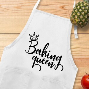 Baking Queen Apron, Queen Of The Kitchen Apron, Custom Kitchen Gift For Her,Mom Apron,Gift For Wife,Cotton Apron With Pocket,Chef Apron Gift